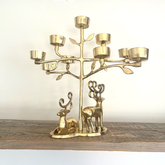 Brass Deer Candleabra